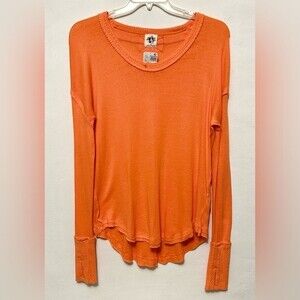 Free People Colby Lipgloss Orange Long Sleeve Shirt 
Size Medium NWT